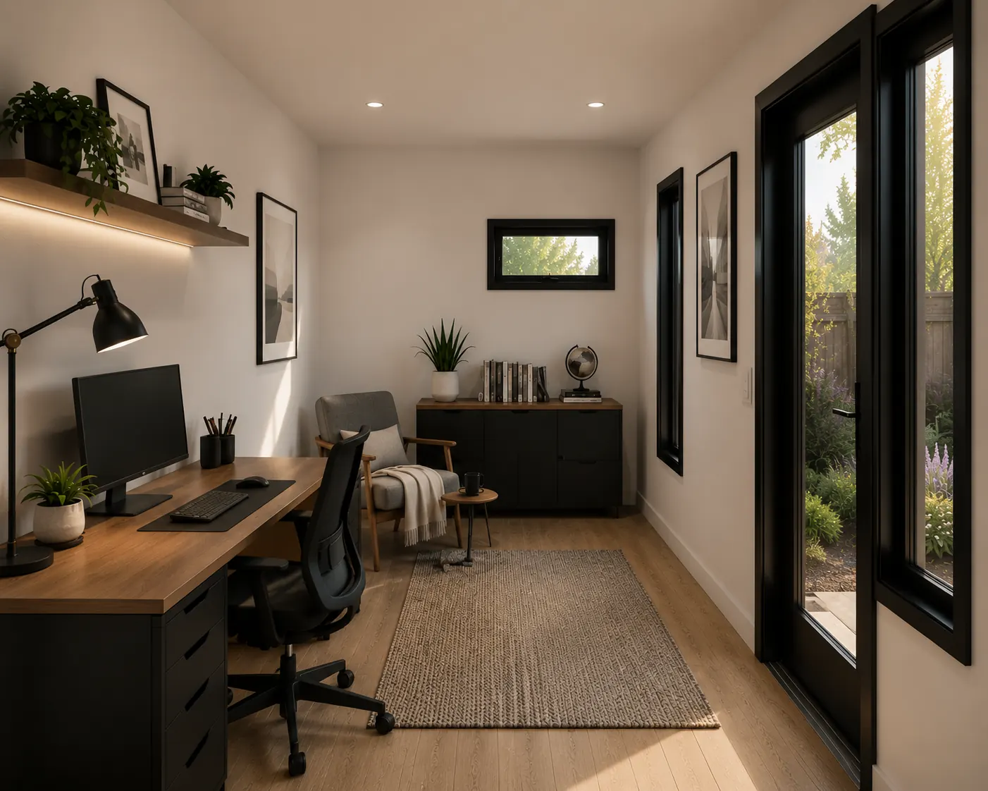 Garden Studio interior, fitted out as a home office